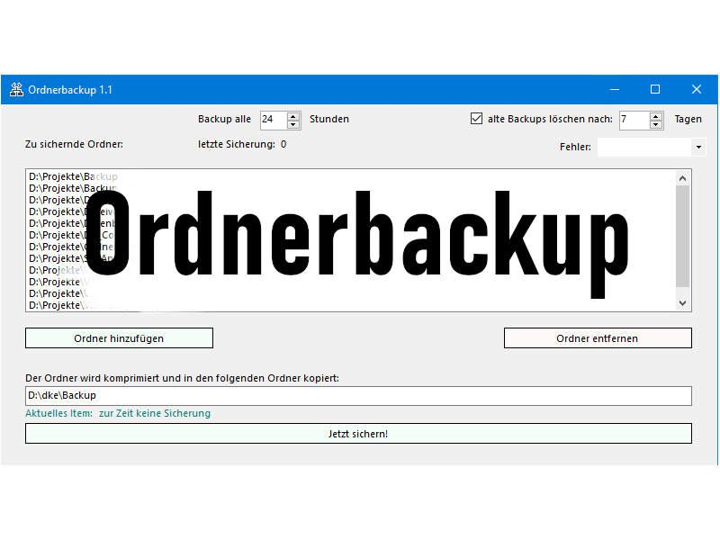 Screenshot von Ordnerbackup