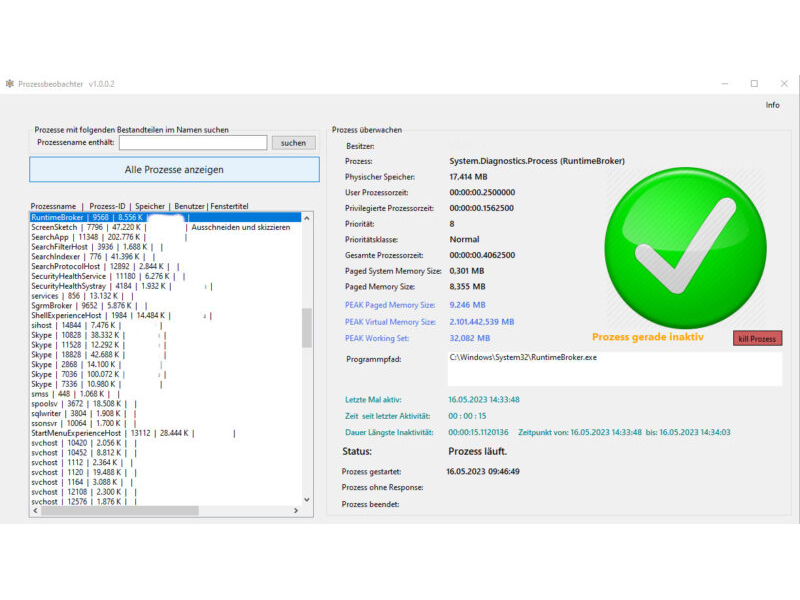 Screenshot von Prozessbetrachter